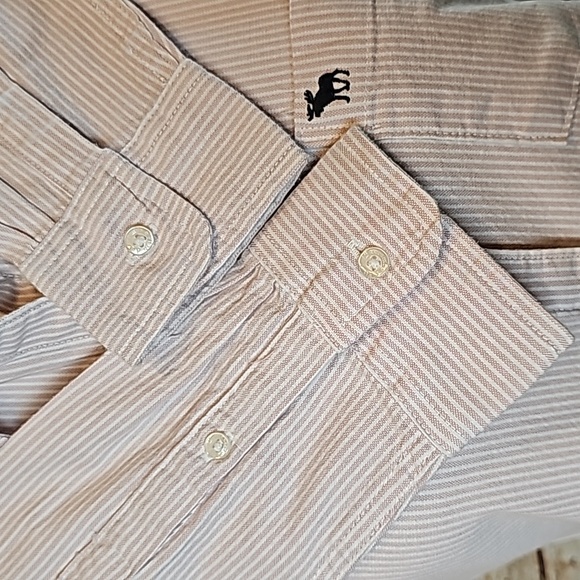 NWT ABERCROMBIE & FITCH BABY PINK STRIPED LONG SLEEVE BUTTON-UP UP SHIRT - Picture 10 of 16